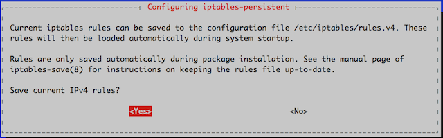 Save IPv4 rules prompt. Save IPv4 rules prompt.