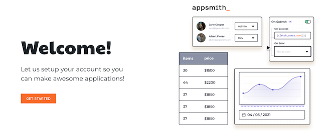 The Appsmith welcome page The Appsmith welcome page