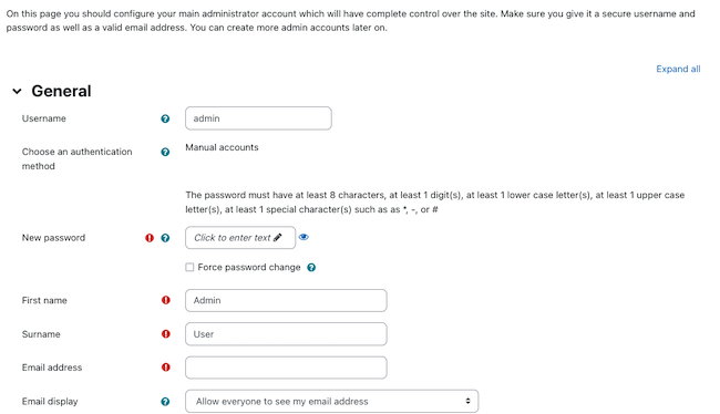 Add a Moodle administrator Add a Moodle administrator