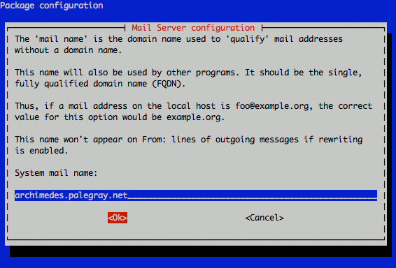 Exim4 system mail name configuration on Ubuntu 11.04 LTS (Lucid). Exim4 system mail name configuration on Ubuntu 11.04 LTS (Lucid).