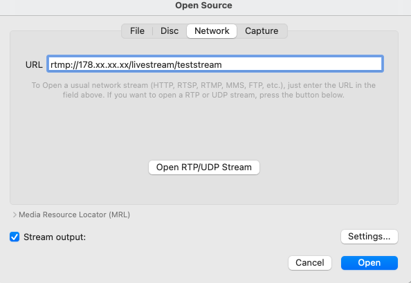 Network configuration for VLC Network configuration for VLC