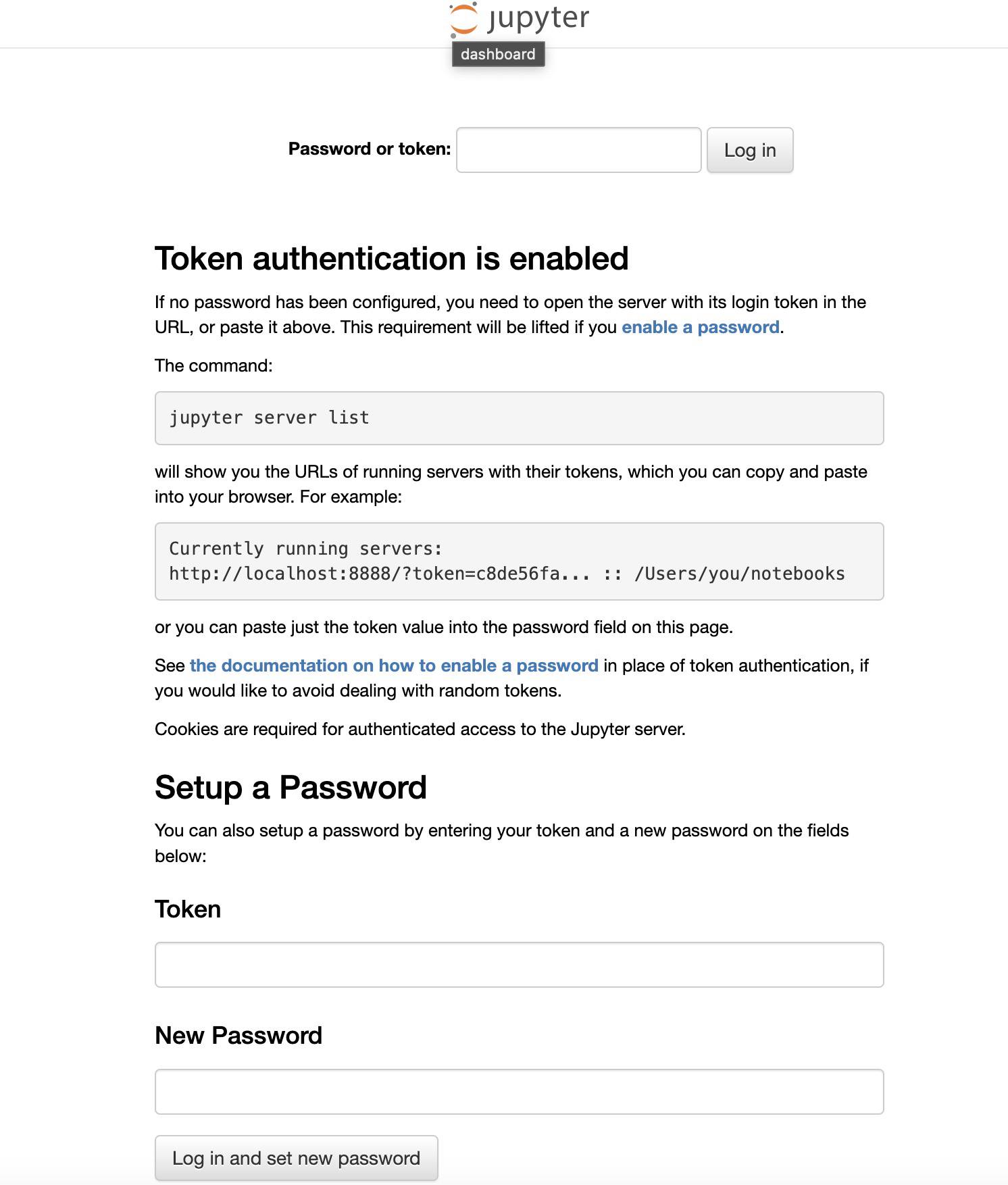 Screenshot of the Jupyter login form Screenshot of the Jupyter login form