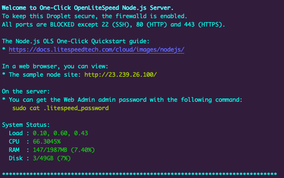 OpenLiteSpeed Nose.js setup information OpenLiteSpeed Nose.js setup information